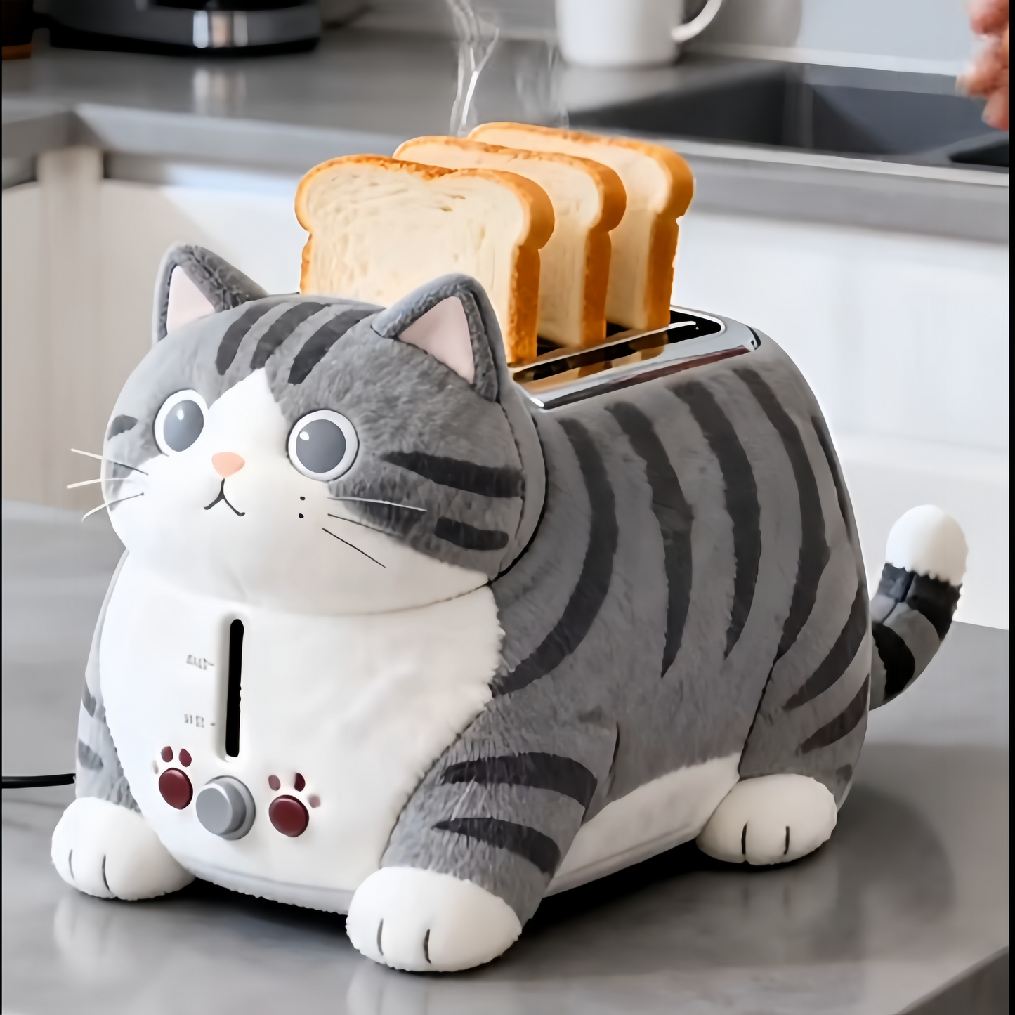 Adorable Tabby Cat Electric Bread Toaster | Cute Aesthetic Kitchen Essentials