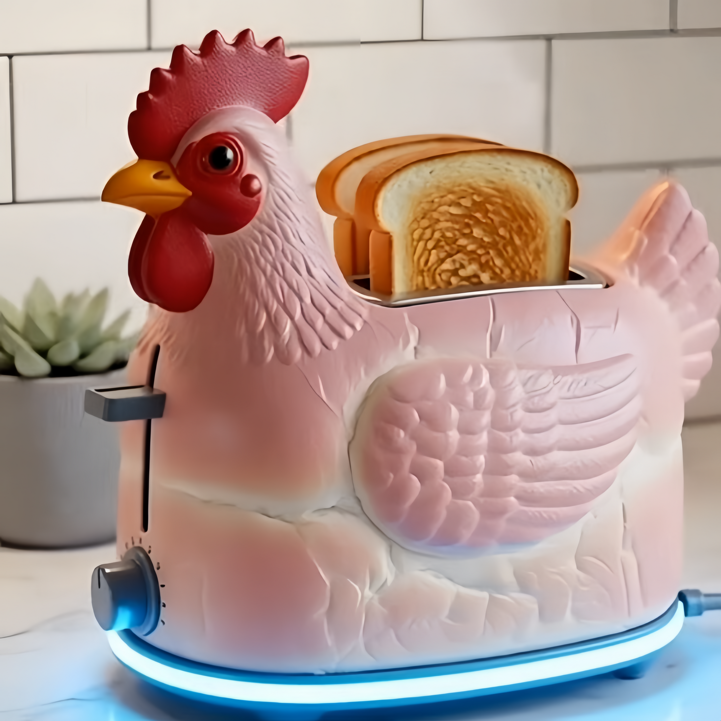 Cute Chicken Shaped Toaster | Retro Rooster Bread Toaster for Aesthetic Kitchen Decor & Unique Gifts