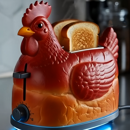 Cute Chicken Shaped Toaster | Retro Rooster Bread Toaster for Aesthetic Kitchen Decor & Unique Gifts