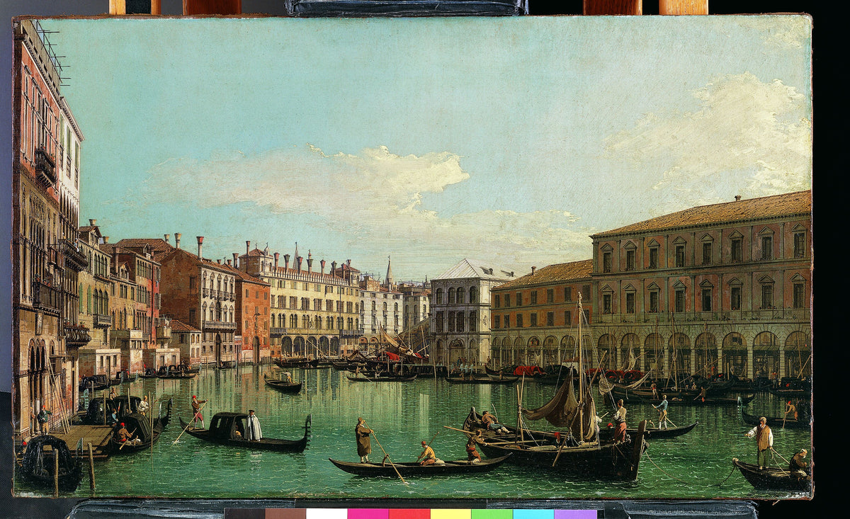 The Grand Canal, Venice, Looking South toward the Rialto Bridge by Canaletto (Giovanni Antonio Canal) - Oil Painting canvas print