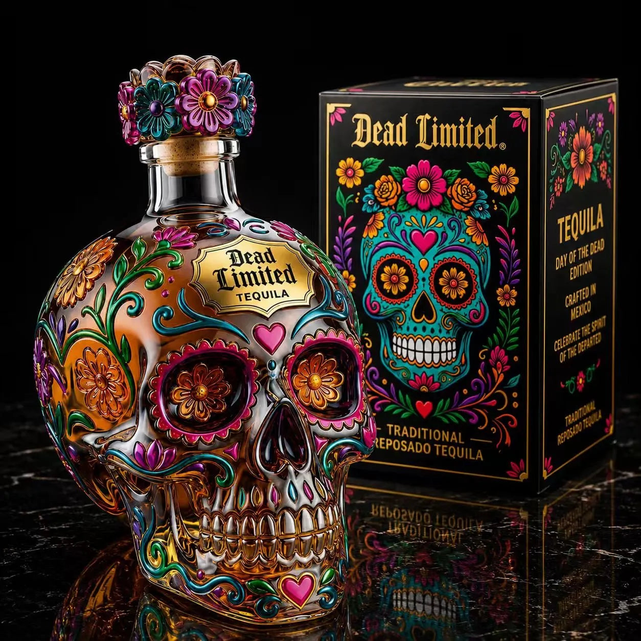 🔥🍷Limited edition Day of the Dead tequila bottle🎁 -2