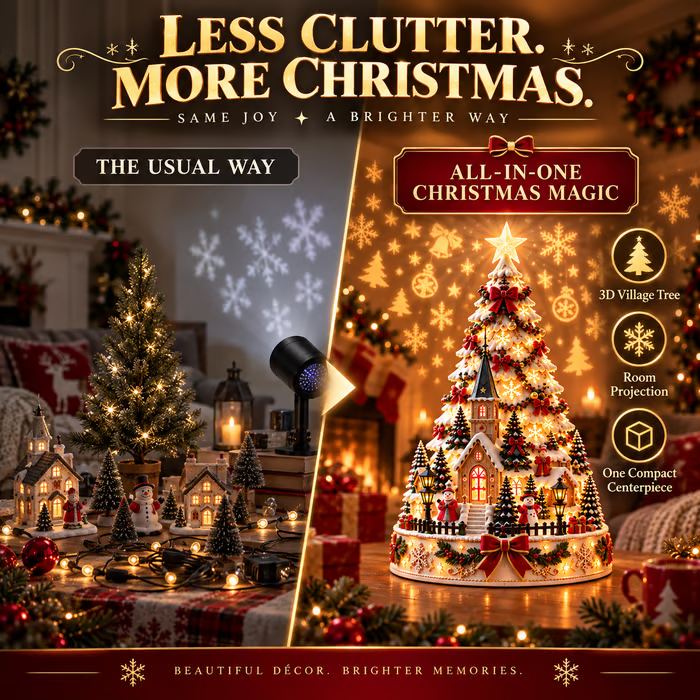 💯 Last day 49% OFF - 🎄Christmas Village Projection Centerpiece