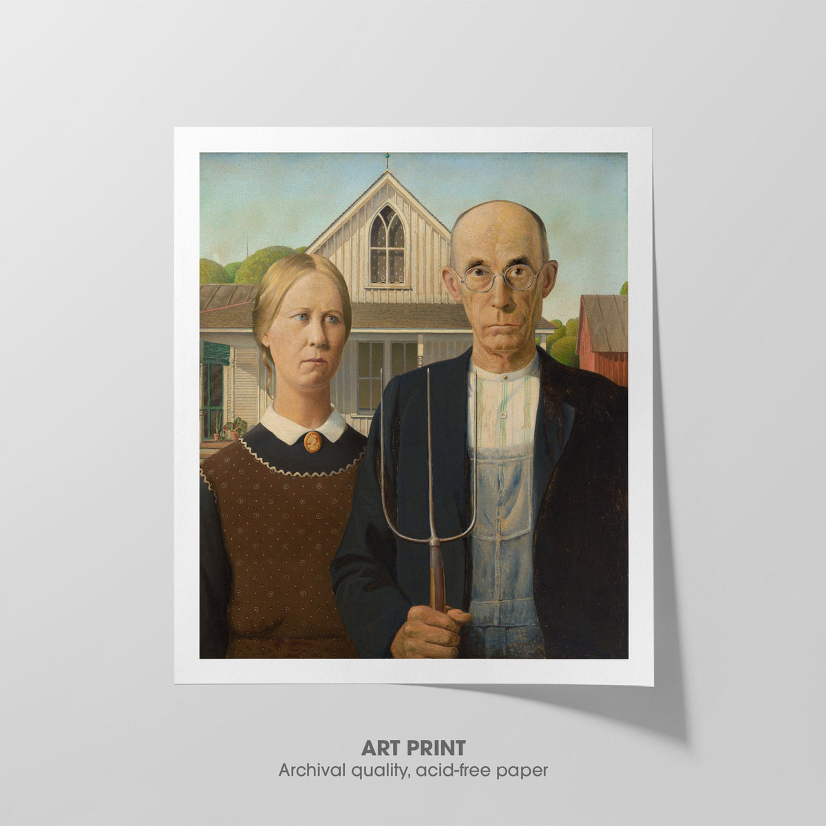 American Gothic  Grant Wood  Art Print by Without A Frame - Oil Painting canvas print