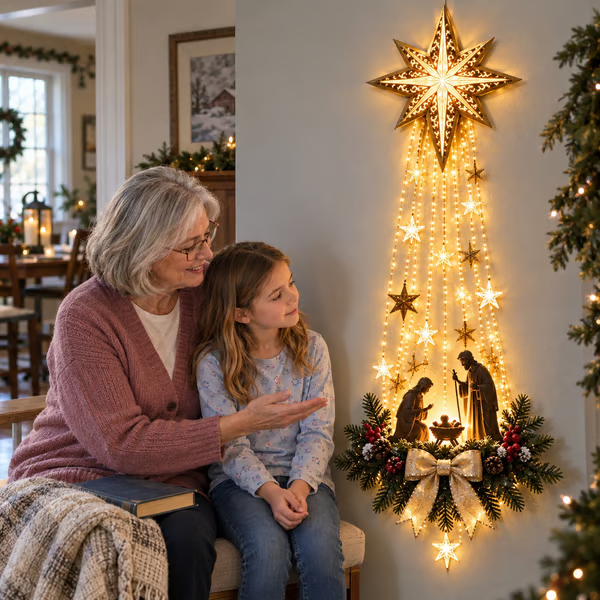 ✨Last Day 49% OFF✨✝️ Bethlehem Star of Faith – Lighted Nativity Wall Decor