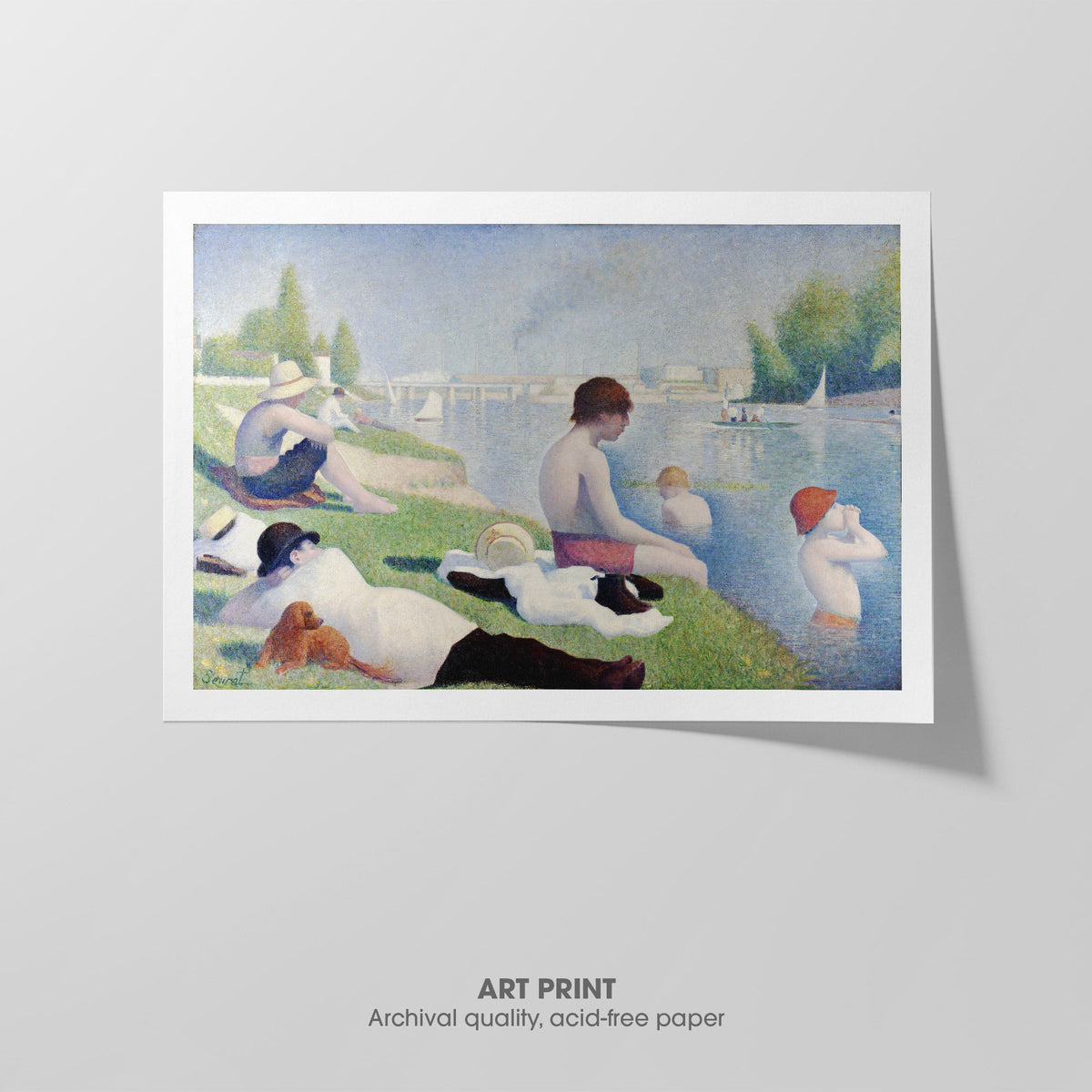 Bathers at Asnires  Seurat  Art Print by Without A Frame - Oil Painting canvas print
