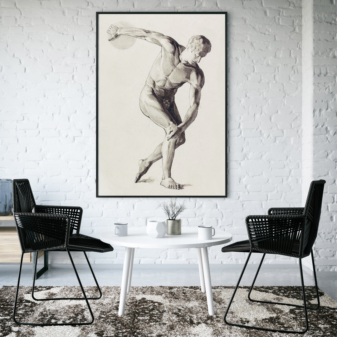 Lanceur de disque Poster by Moryarty - Oil Painting canvas print