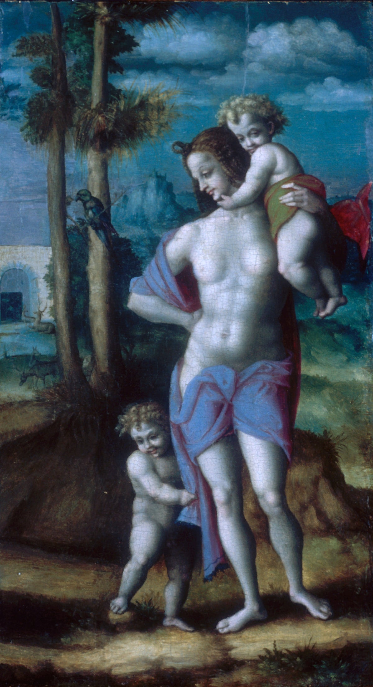 Eve with Cain and Abel by Bachiacca (Francesco d'Ubertino Verdi) - Tempera canvas print