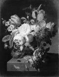Flowers in a Stone Vase by Peter Faes - Classic Art canvas print