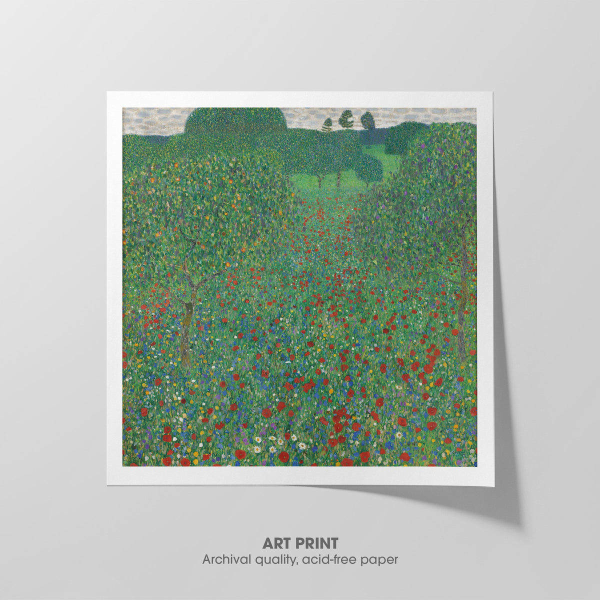 Flowering Poppies  Klimt  Art Print by Without A Frame - Oil Painting canvas print