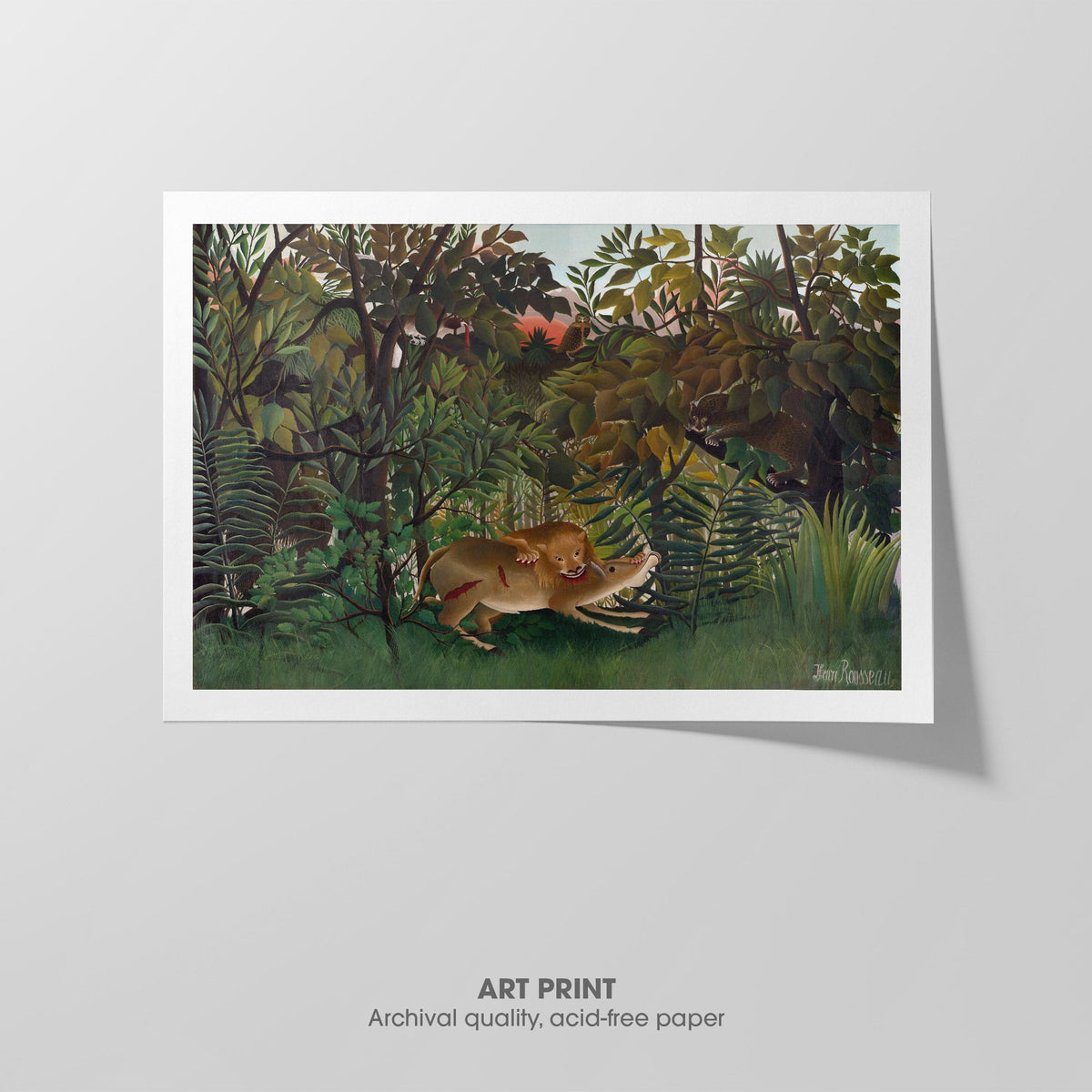 The Hungry Lion  Rousseau  Art Print by Without A Frame - Oil Painting canvas print