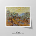 Olive Trees with Yellow Sky and Sun  Van Gogh  Art Print by Without A Frame - Oil Painting canvas print