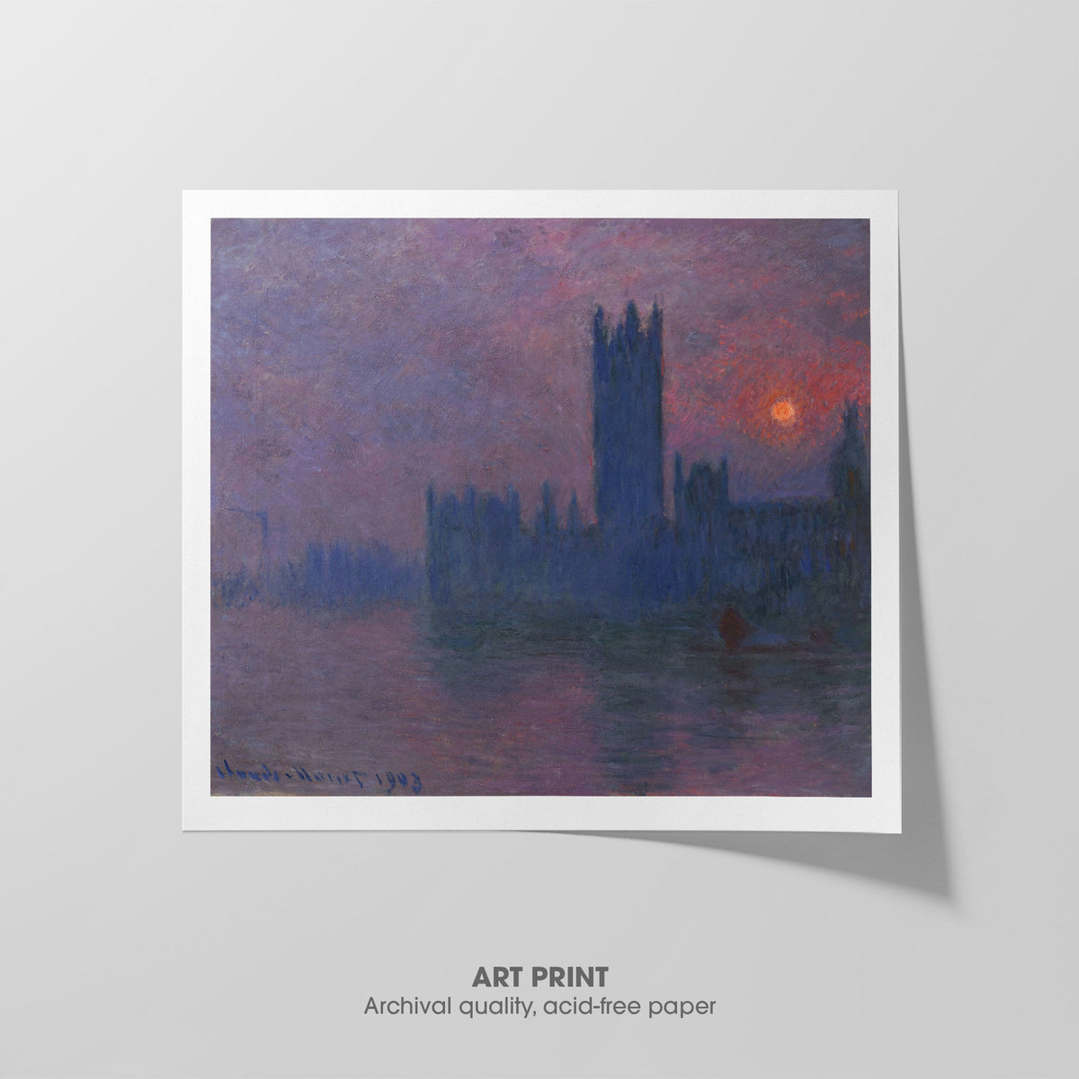 Parliament, Setting Sun  Monet  Art Print by Without A Frame - Oil Painting canvas print