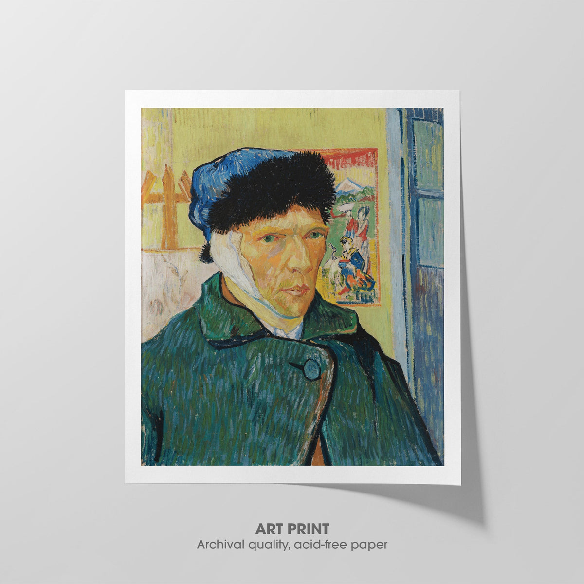 Self-Portrait with Bandaged Ear  Van Gogh  Art Print by Without A Frame - Oil Painting canvas print