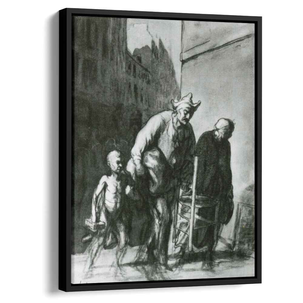 The Displacement of the Travelling Acrobats by Honore Daumier by Honore Daumier - Realist canvas print