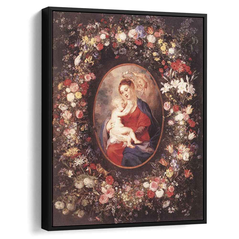 The Virgin and Child in a Garland of Flowers 1621 by Peter Paul Rubens by Peter Paul Rubens - Baroque canvas print