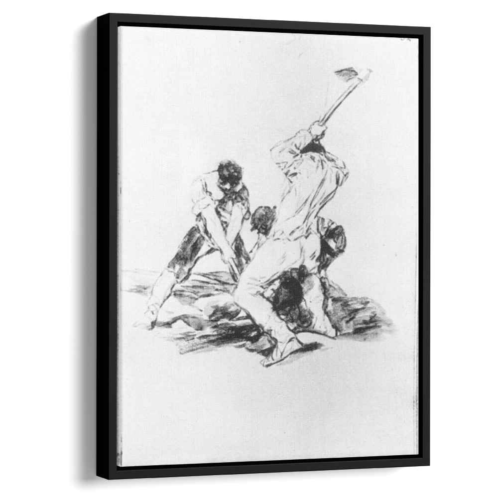 Three Men Digging 1819 by Francisco Goya by Francisco Goya - Romantic canvas print