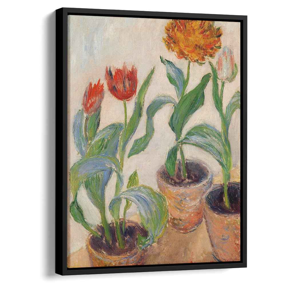 Three Pots of Tulips 1883 by Claude Monet by Claude Monet - Impressionist canvas print
