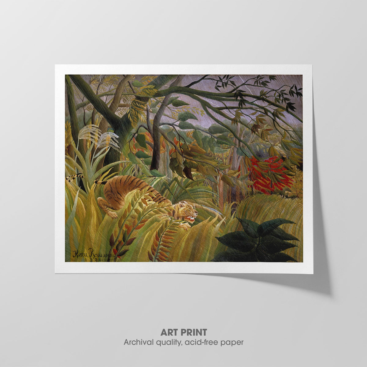Tiger in a Tropical Storm  Rousseau  Art Print by Without A Frame - Oil Painting canvas print