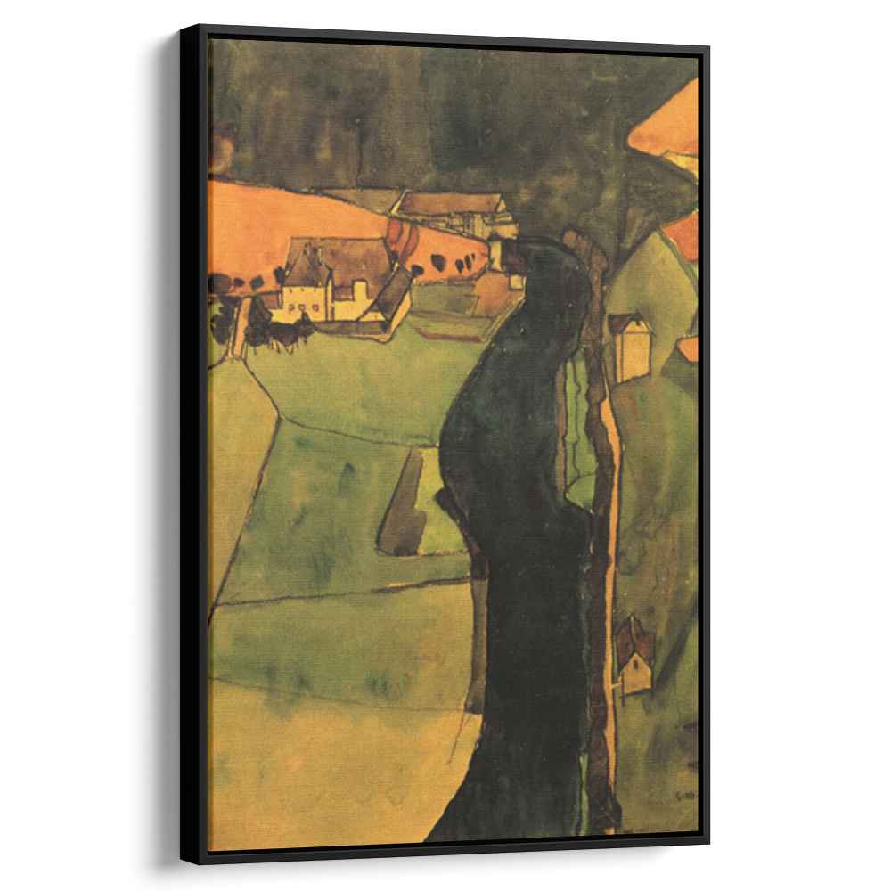 Town on the Blue River 1910 by Egon Schiele by Egon Schiele - Expressionist canvas print