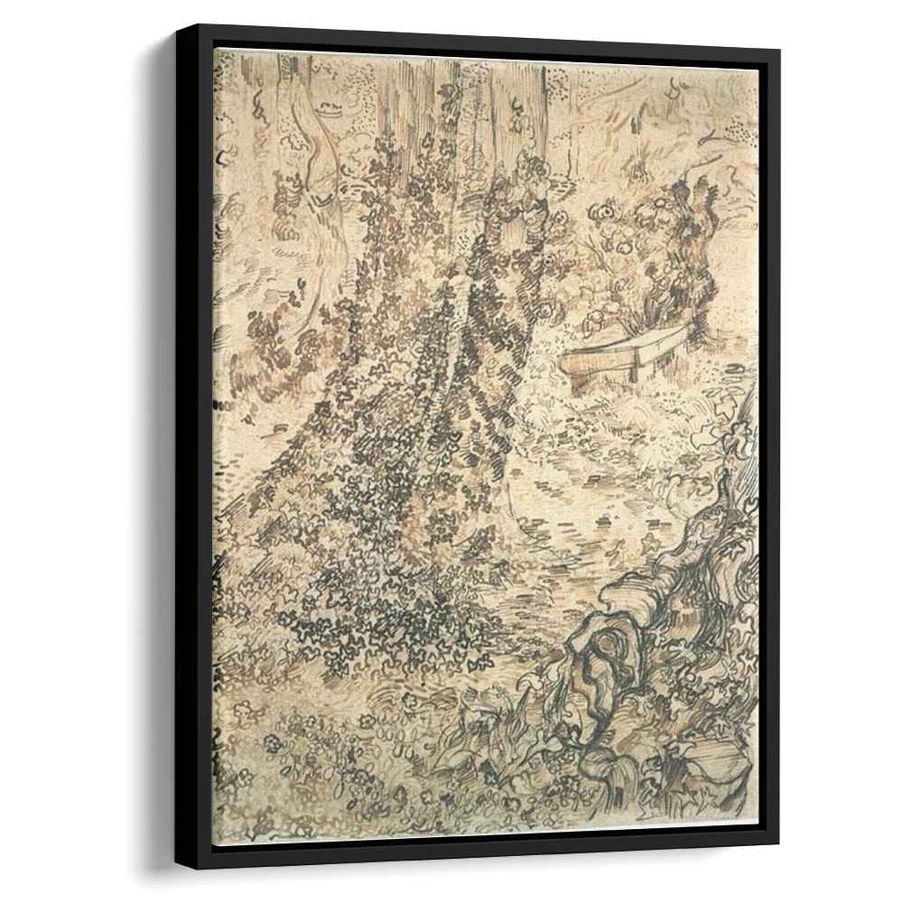 Trees with Ivy 1889 by Vincent van Gogh by Vincent van Gogh - Post-Impressionist canvas print