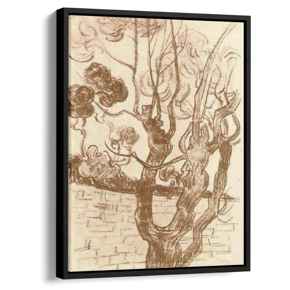 Treetop Seen against the Wall of the Asylum 1889 by Vincent van Gogh by Vincent van Gogh - Post-Impressionist canvas print