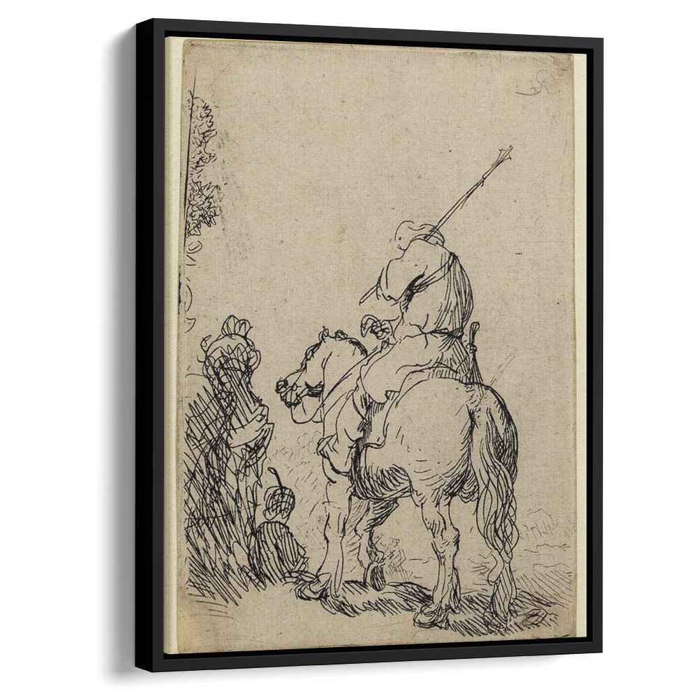 Turbaned soldier on horseback 1632 by Rembrandt by Rembrandt - Baroque canvas print
