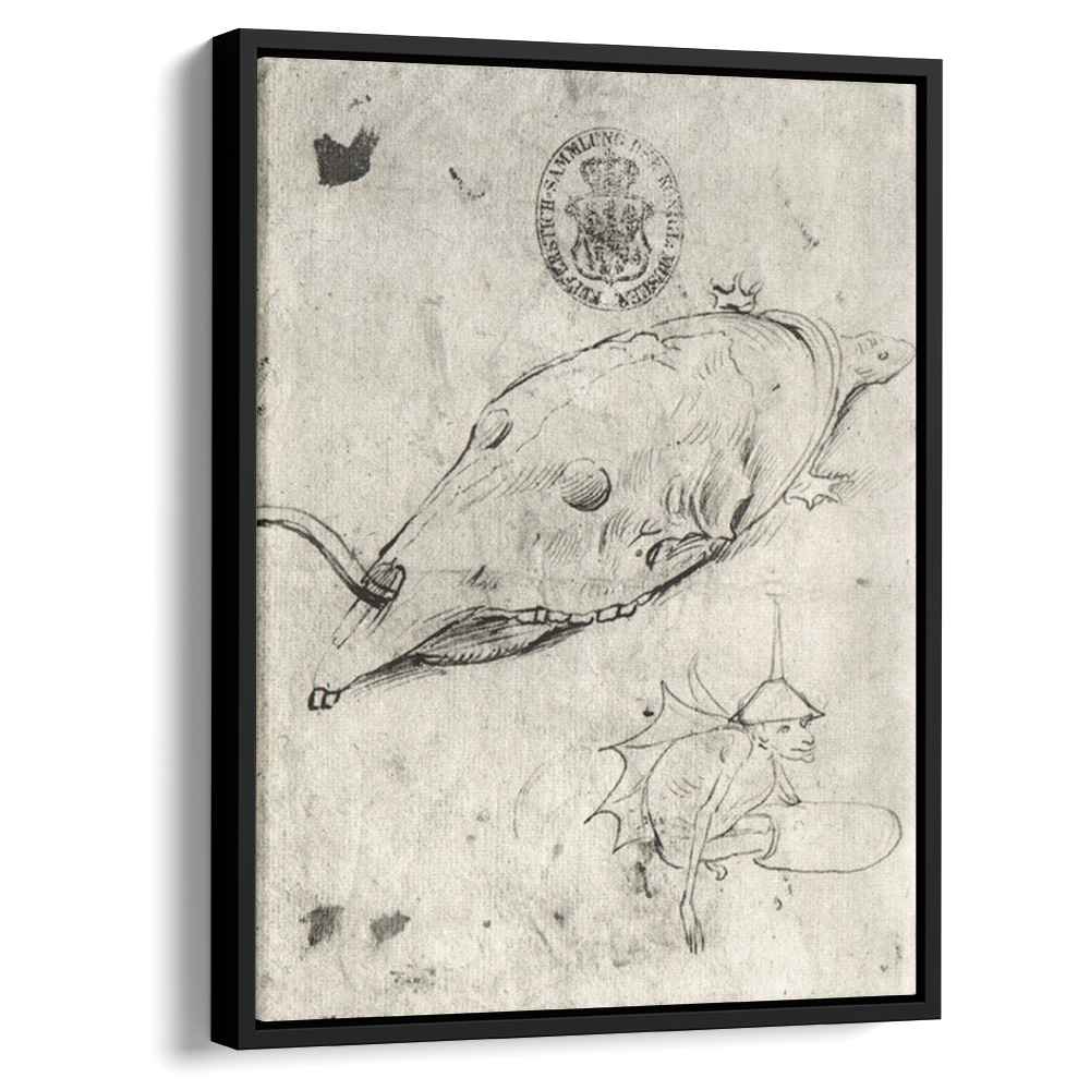 Turtle and a winged demon by Hieronymus Bosch by Hieronymus Bosch - Northern Renaissance canvas print
