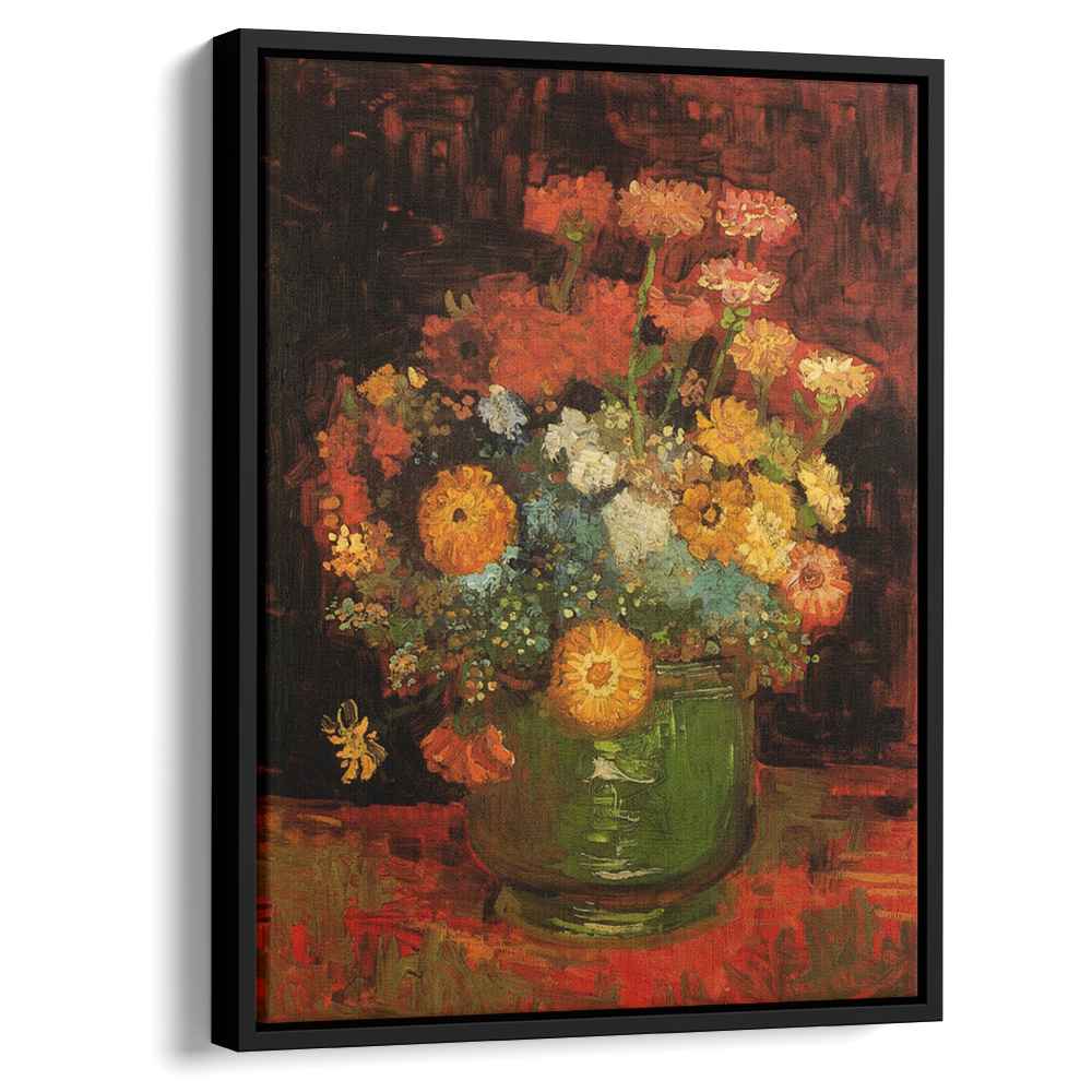 Vase with Zinnias 1886 by Vincent van Gogh by Vincent van Gogh - Post-Impressionist canvas print