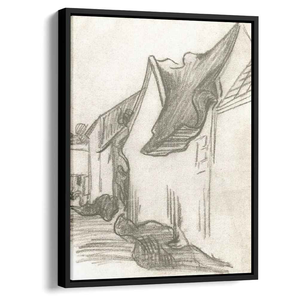 Village Street, Sketch by Vincent van Gogh by Vincent van Gogh - Post-Impressionist canvas print