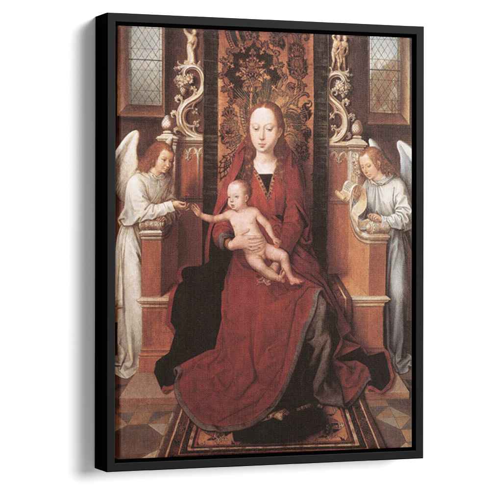 Virgin and Child Enthroned with Two Angels 1490 by Hans Memling by Hans Memling - Northern Renaissance canvas print