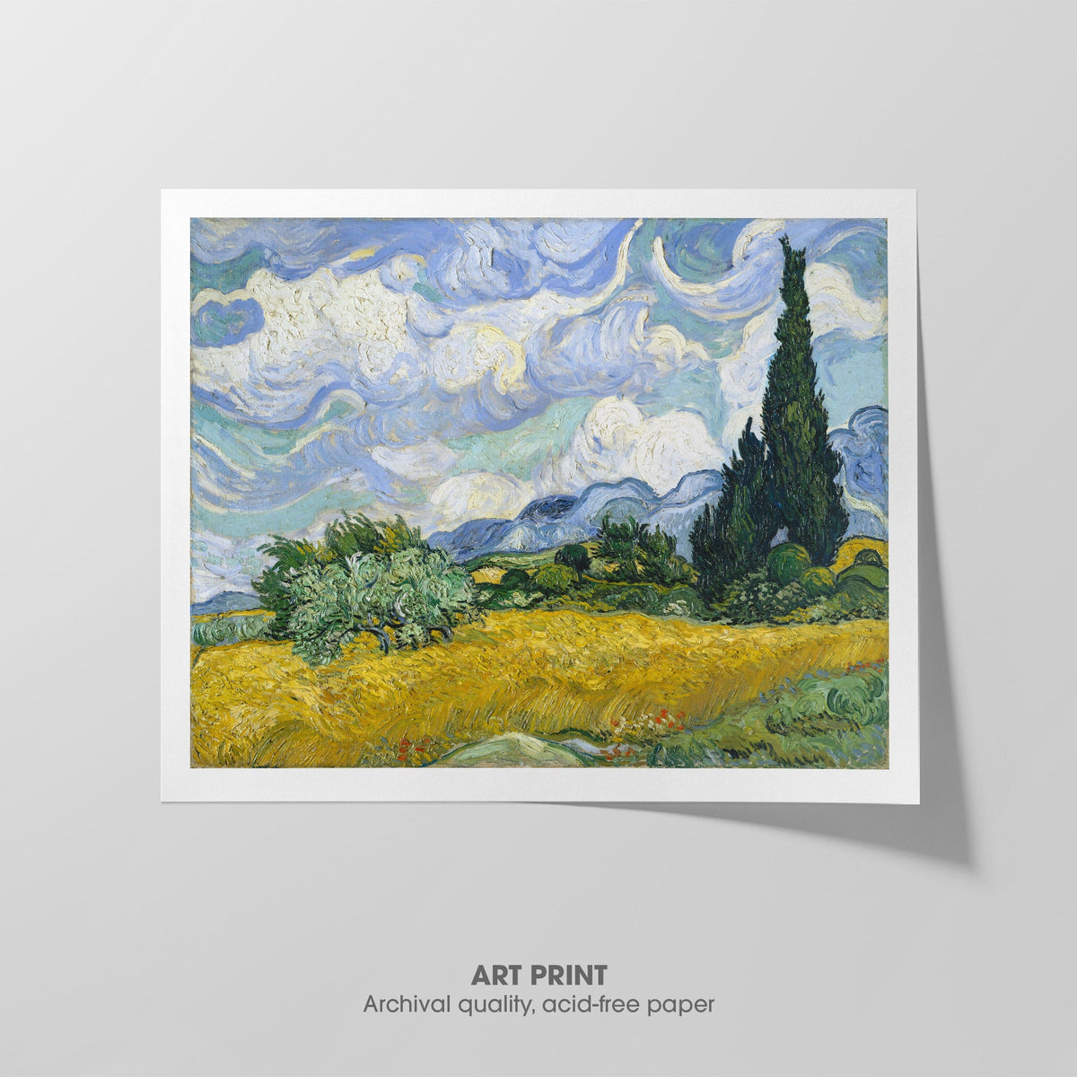 Wheat Field with Cypresses  Van Gogh  Art Print by Without A Frame - Oil Painting canvas print