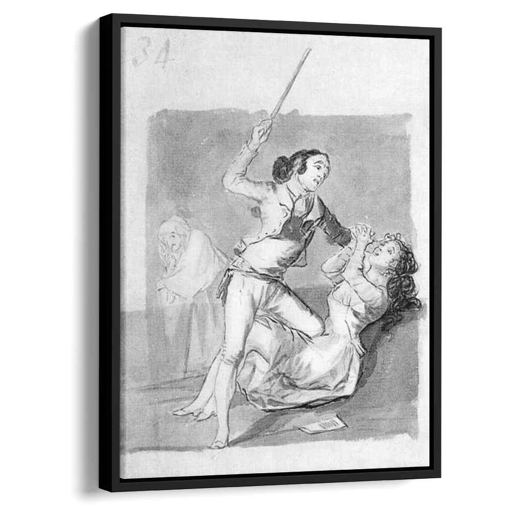 Woman battered with a cane 1797 by Francisco Goya by Francisco Goya - Romantic canvas print