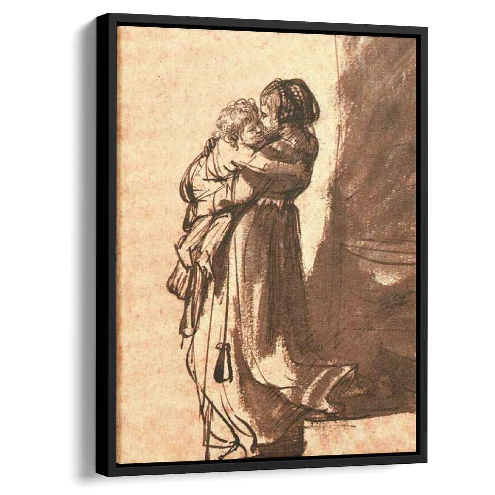 Woman Carrying a Child Downstairs 1636 by Rembrandt by Rembrandt - Baroque canvas print