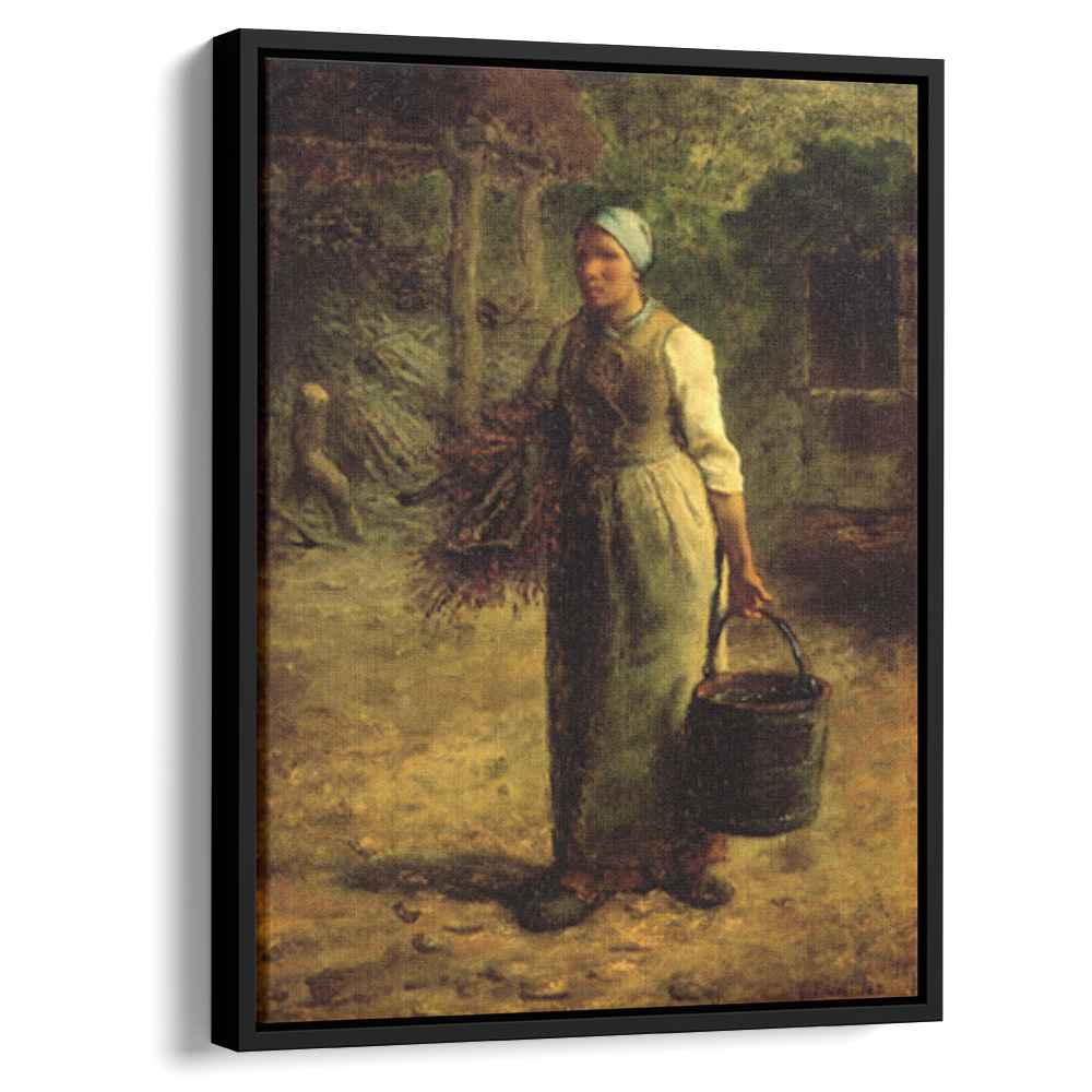 Woman Carrying Firewood and a Pail 1860 by Jean-Francois Millet by Jean-Francois Millet - Oil Painting canvas print