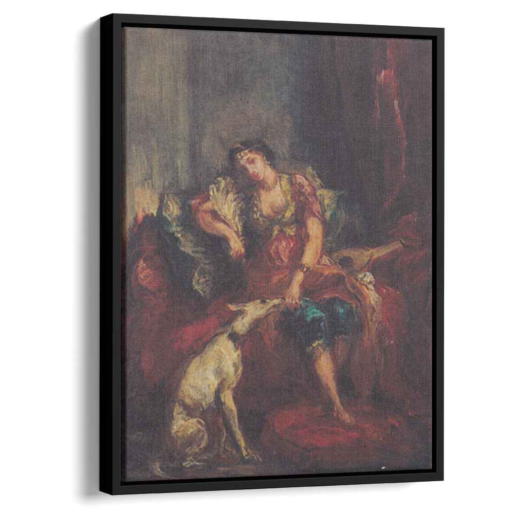 Woman from Algiers with Windhund 1854 by Eugene Delacroix by Eugene Delacroix - Romantic canvas print