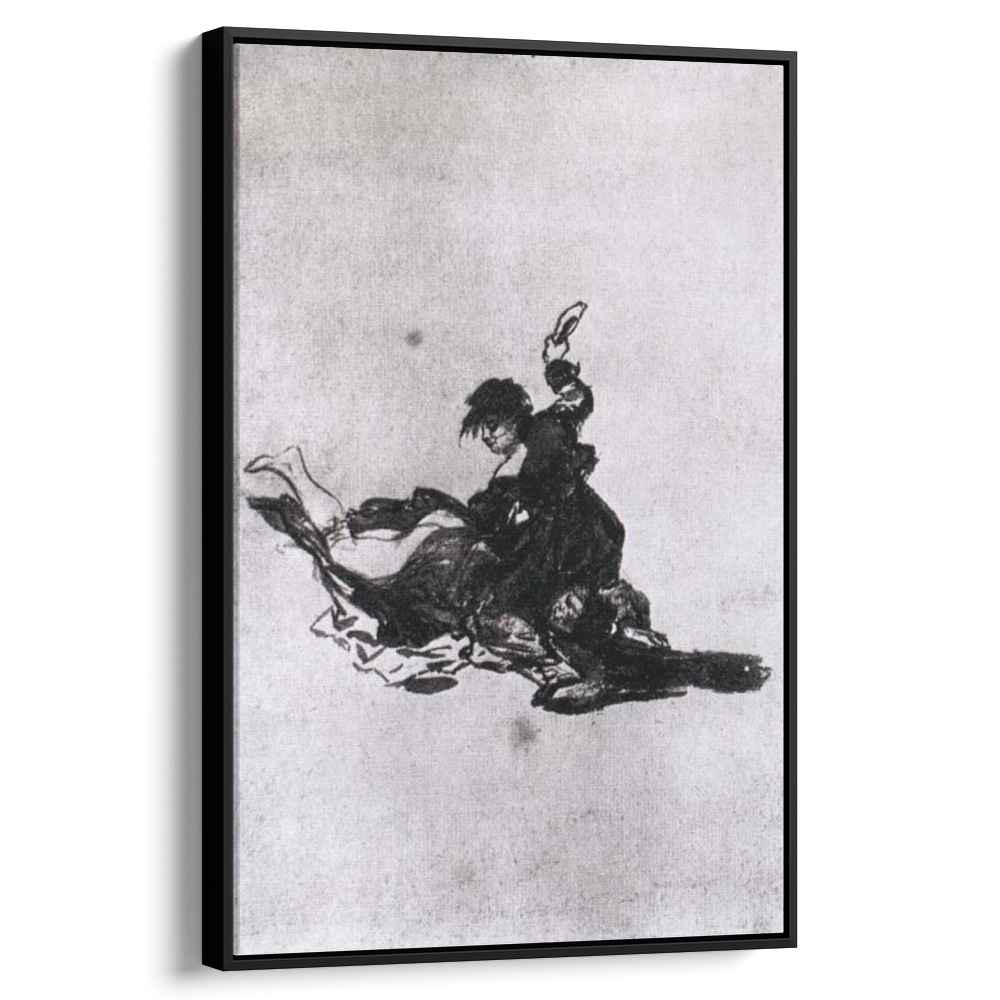 Woman Hitting Another Woman with a Shoe 1823 by Francisco Goya by Francisco Goya - Romantic canvas print