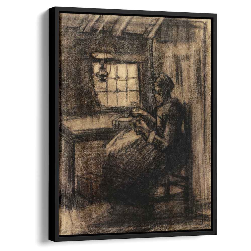 Woman Sewing 1885 by Vincent van Gogh by Vincent van Gogh - Post-Impressionist canvas print