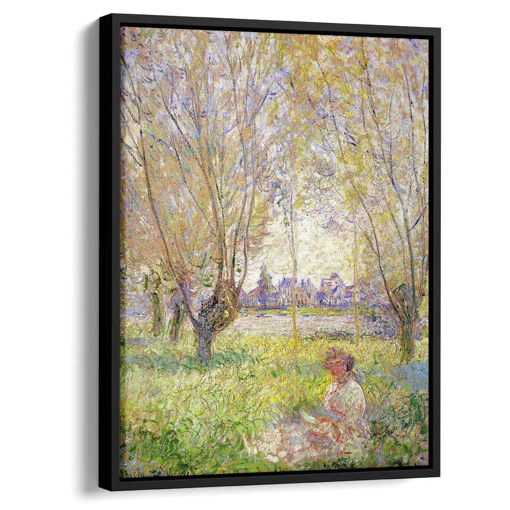 Woman Sitting under the Willows 1880 by Claude Monet by Claude Monet - Impressionist canvas print