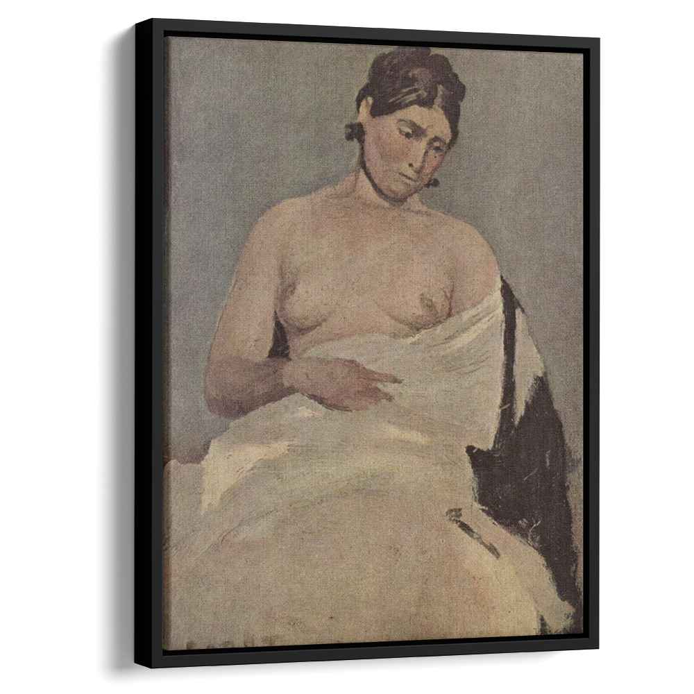 Woman sitting with nude breasts 1835 by Camille Corot by Camille Corot - Realist canvas print