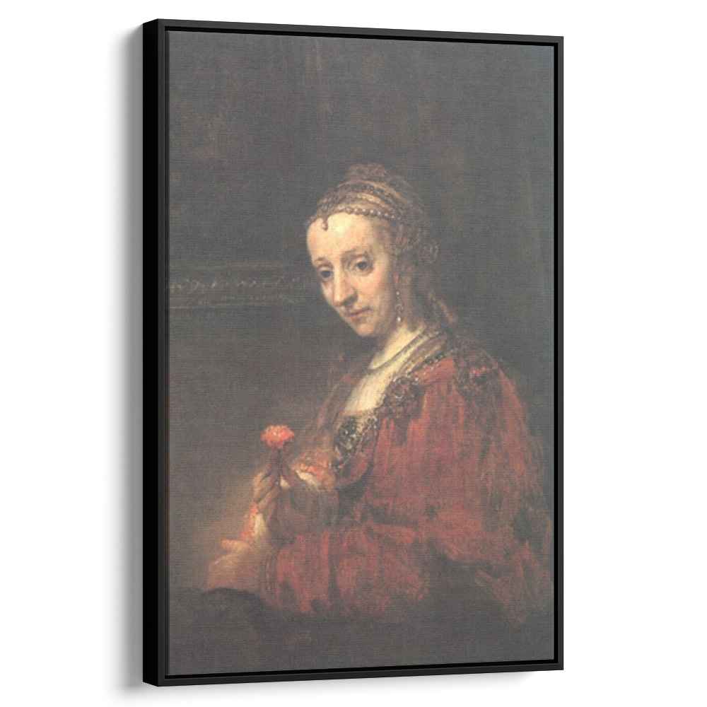 Woman with a Pink 1630 by Rembrandt by Rembrandt - Baroque canvas print