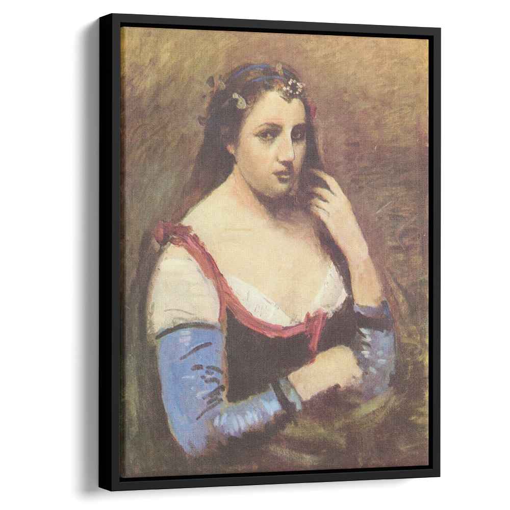Woman with Daisies 1870 by Camille Corot by Camille Corot - Realist canvas print