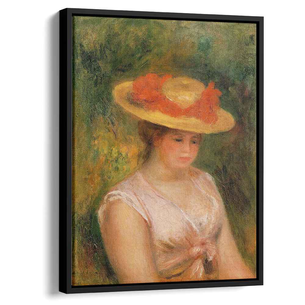 Young Woman in a Straw Hat 1901 by Pierre-Auguste Renoir by Pierre-Auguste Renoir - Impressionist canvas print